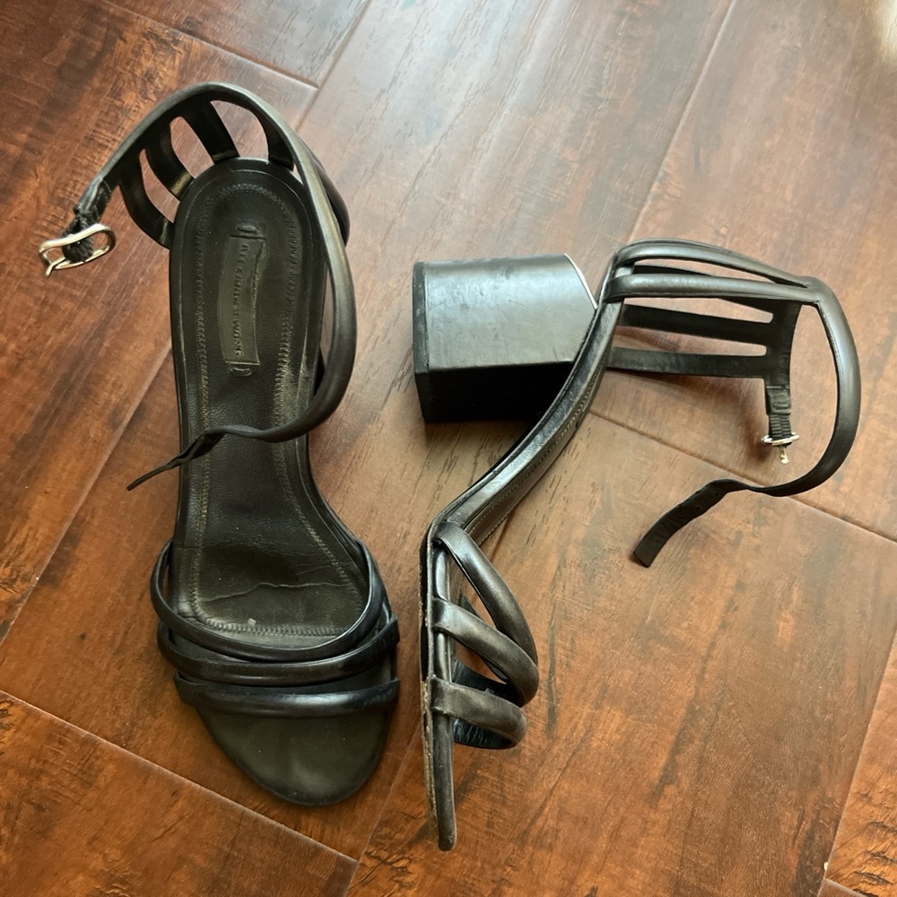 Alexander Wang Black strappy block heel sandals #blockheels